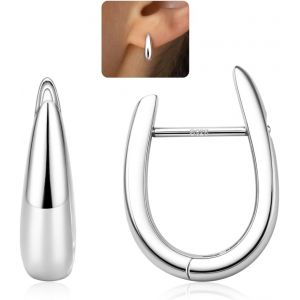 Boucles D'oreilles Créoles Or 14 Carats Pour Femmes Boucles D'oreilles Argent Sterling 925 Hypoallergéniques Or Épais Créoles Aaa + Cz Boucles D'oreilles Or/Argent Pour Femmes.[X721] - Neuf