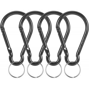 Checarzhn--No1-Lot De 4 Grands Mousquetons De 10 Cm, Noirs, Pour Porte-Clés, Sac À Dos, Ceinture, Laisse De Chien - Neuf