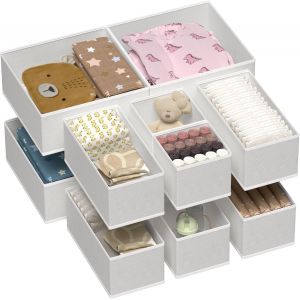 Mevronisshop-Lot De 12 Organiseurs De V&ecirc;tements De B&eacute;b&eacute;, Organiseurs De Tiroir De Commode Pour V&ecirc;tements De B&eacute;b&eacute;, Bacs De Rangement Pliables En Tissu Pour Placard, S&eacute;parateurs De Commode Pour - Neuf