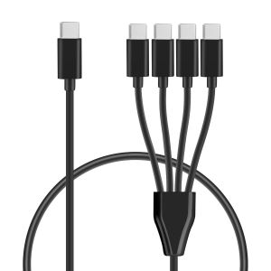 JGD-C&acirc;ble USB C Court 4 en 1 - Cordon de Charge M&acirc;le vers 4 Type-C Compatible avec Mobile/Android et Plus (Noir, 0,5 m) - Neuf