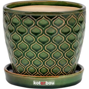 Eryi-® Pot De Fleurs En Céramique Pour Plantes - 15 Cm - Vert Vintage - Avec Bac D'égouttement - Motif Écailles De Poisson - Neuf