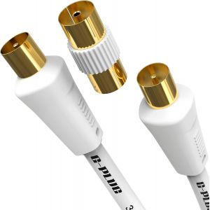 Câble d`Antenne TV 0.5m - Câble Coaxial Mâle-Mâle avec Connecteurs RF Plaqués Or - Transmission HD Ultra-Claire - Compatible Satellite, TNT, Décodeur, Amplificateur, Parabole - Neuf