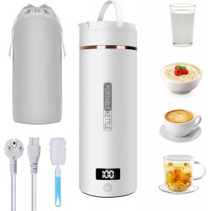 Bouilloire Portable De Voyage, Mini Bouilloire &Eacute;lectrique En Acier Inoxydable 316 Avec 6 T&eacute;mp&eacute;rature R&eacute;glable, 450Ml 3 En 1 Tasse De Chauffage Rapide Portative, Pour Ext&eacute;rieur, Voyage - Neuf