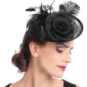 Tzf-Bibi À Plumes Avec Pince À Cheveux - Bandeau En Maille - Voile De Mariage - Élégant - Pour Femme - Pour Mariage, Thé, Église, Cocktail - Neuf