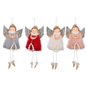 4 Morceaux Ange De No&euml;l En Peluche Poup&eacute;es, Mini Pendaison De Poup&eacute;e Ange Ornement De Cadeau Pour Les Enfants De No&euml;l En Peluche Pendentif Ange Pour Les Vacances De No&euml;l Faveurs De Partie De Mur De - Neuf