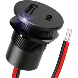 Aluminium Prise Usb 12V Chargeur Camping-Car Voiture, Double Port Pd3.0 Usb-C 20W Et Qc3.0 Usb-A 18W, Pour Bateau Marine Camion Caravane - Neuf