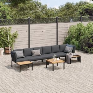 Prolenta Premium - Salon De Jardin 5 Pcs Avec Coussins Noir Aluminium - Neuf