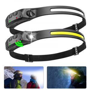 Lampe Frontale Led Cob Xpe Rechargeable Par Usb, &Eacute;tanche, Avec Capteur Intelligent, Id&eacute;ale Pour La P&ecirc;che, Le Camping, Le Cyclisme Et La Course &Agrave; Pied. - Neuf