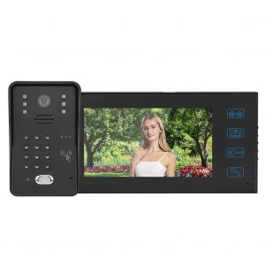 Sonnette video 7 pouces TFT LCD, telecommande, mot de passe, interphone video etanche, 100-240 V (prise americaine) - Neuf