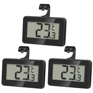 KAL-3 Pièces Mini Thermomètre Réfrigérateur Numérique, Magnétique Thermometre Congélateur Avec Crochet, Thermometre Frigo Digital Pour La Maison, Restaurants, Bars, Noir - Neuf