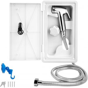 Viou-Douches Pour Camping-Car,Bouton Simple Extensible Douchette Camping Car,Blanc Douchette Camping Avec Tuyau Métallique De 1,5 M,Douche Extérieure De Caravane - Neuf