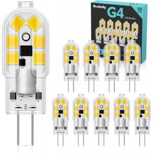 Ampoule G4 Led 2w, Equivalent 20w Halogène Lampe, Ac/Dc 12v Ampoules Led, 200lm Blanc Chaud 3000k, Sans Scintillement Non-Dimmable, Ampoule Economie D'énergie Pour L'éclairage De La Maison, 10 Unité - Neuf