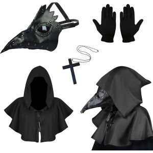 Cauc-Masque Gothique De M&eacute;decin De La Peste, Masque R&eacute;tro De Style Steampunk Pour Cosplay, Masque &Agrave; Bec Et Gants Noirs, Accessoires Pour D&eacute;guisement D&iquest;Halloween - Neuf
