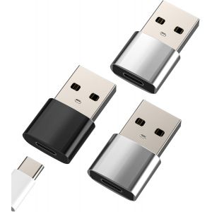 TRAHOO-Adaptateur USB C femelle vers USB-A m&acirc;le(3 packs) pour Apple iPhone 16 15 c&acirc;ble Type-c charge fiche chargeur connecteur OTG 3.0 compatible pour Samsung accessoires type c android t&eacute;l&eacute;phone por - Neuf
