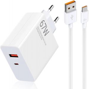Chargeur Turbo 67 W Avec Câble De Charge Usb C Pour Xiaomi 14 Xiaomi 14 Xiaomi 13t Pro Pad 6 Redmi Note 12 11 Pro 11s Poco X6 Pro M6 Pro.[F2388] - Neuf