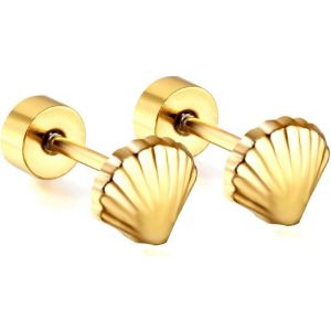 Kal-20g Petites Boucles D'oreilles À Tige En Forme De Coquillage Pour Femmes Et Filles En Acier Chirurgical Plaqué Or 14 Carats Coquillage Cartilage Tragus Hypoallergéniques Cadeau - Neuf