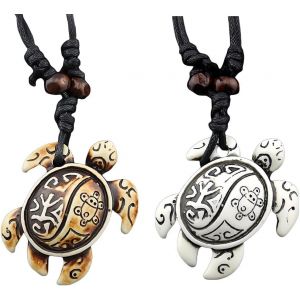 Kales-2 Pièces Colliers Pendentif Tortue,Colliers Filles Garçons,Colliers Pendentif,Collierscollier D'amitiécollier Tortue(Multicolore - Neuf
