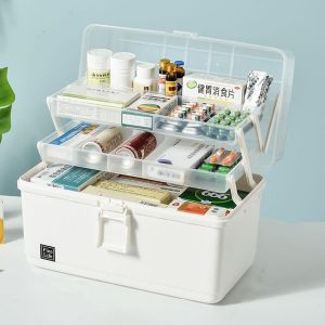 Yemaesre-Boîtes De Rangement,Boîte À Pharmacie 3 Niveaux Divisés Avec Poignées,Boîte À Pharmacie,Boîte De Bricolage,Mallette De Rangement,Mallette De Tri,First Aid Box,Plastic Storage Box(Grande Tail - Neuf