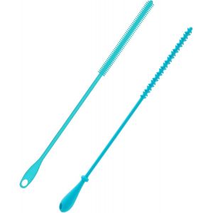 Loc-2pcs S À Paille En Silicone,24cm De Nettoyage Extra Longue De 2 Styles De S À Paille Réutilisables Pour Bouteille D'eau S De Nettoyage Pour Crevasses(Bleu) - Neuf