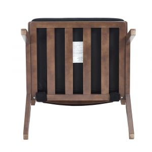 Fauteuil moderne en tissu style mid-century avec accoudoirs cadre en bois dossier rembourr&eacute; pour salon chambre ou bureau d&eacute;coration noir - Neuf