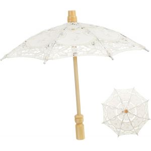 Parapluie D&eacute;coratif Pour Mari&eacute;e - En Dentelle - Beige - Neuf
