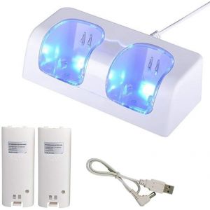 Station De Chargement Double Pour Télécommande Nintendo Wii, Station De Chargement Wii, Chargeur De Manette De Jeu Nintendo Avec 2 Batteries Rechargeables 2800 Mah Et Câble Usb[Chargeurusb816] - Neuf