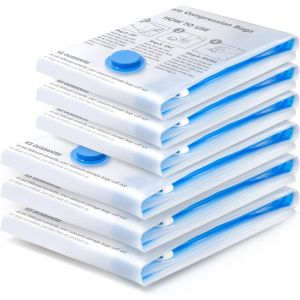 KALANKA-Sacs de Rangement Sous Vide Vêtement Aspirateur 6 Pièces 3 * 80x60cm + 3 * 60x40cm Sac de Compression Housse Aspirable Rangement Réutilisables pour Matelas Tente Couettes Literie Oreillers - Neuf