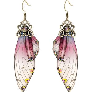 Kal-Boucles D'oreilles Suspendues Papillon Ailes Goutte Cristal Libellule Insecte Quotidien Été Pour Femme Multicolor - Neuf