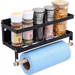 jum-Porte-Papier De Cuisine Avec Etag&egrave;re-Capacit&eacute; 8 Kg-Barre Serviette De Salle De Bain-Rangement Cuisine Mural Ou Pour &Eacute;tabli-2 Crochets Amovibles - Neuf