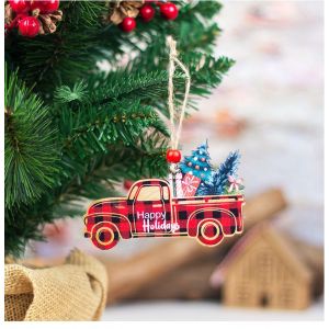 1 Grille Rouge D&eacute;corations De No&euml;l En Bois De La Grille De Voiture Santa Arbre - Neuf