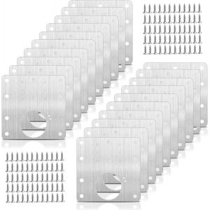 20 Pi&egrave;ces Plaques de R&eacute;paration de Charni&egrave;re Kit de R&eacute;Paration Charni&egrave;Re Meuble avec Vis pour Placards, Bois, Meubles, &Eacute;tag&egrave;res, Portes - Neuf
