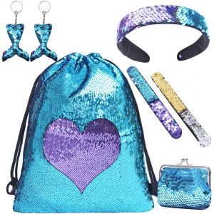 Girls Reversible Sequin Backpack,Blue,Unique - Neuf