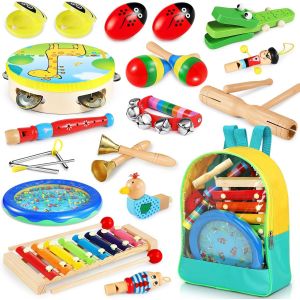 ERYI-24Pcs Instrument De Musique Enfant - Instrument De Musique Bebe Avec Xylophone Tambour - Jouet Enfant Bebe 1 2 3 4 Ans - Jouets Musicaux Pour Enfants - Cadeau Paques 2 3 4 Ans Pour Fille Garçon - Neuf