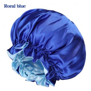 Bleu Bonnet de Soie pour les Cheveux Naturels des Femmes Bonnets, Satin Bonnet pour les Cheveux Longs pour le Couchage, les Grandes Soie enveloppe de Cheveux pour les Cheveux Frisés Chapeau de Grésil - Neuf