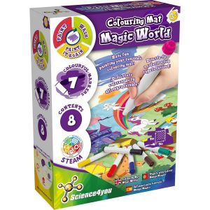 Tapis Monde Magique Tapis de Colorier Lavavel Jouets de Dessin et Peinture avec 7 Marqueurs de Couleur,Jeux Éducatifs pour Enfants de +3 Ans,80002802 - Neuf