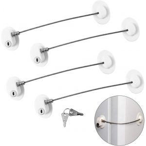 Ensemble De 4 Verrouillage De Sécurité Pour Enfants Avec Des Touches De Réfrigérateur, Des Portes Et Des Tiroirs, Windows - Neuf