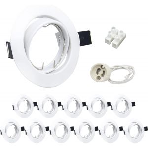 Wondlumi Spot Encastrable Gu10 Set,Cadres De Montage En Inox Carré Pour Spot Encastrable 68mm Avec Douille Gu10,Orientable 30°,Ac 220-240v,Rond,Pour Lampes A Led Ou Halogènes Lot De 6 - Neuf