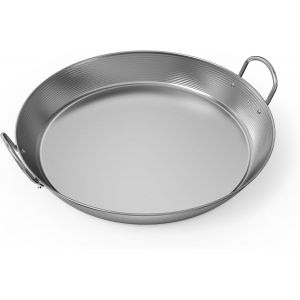 KALANKA-Poêle à Paella Ronde de 44.5 cm, Plat à Paella Induction avec Poignées pour Feux, Four, Barbeque à Gaz, Charbon de Bois, Electrique, Pellet - Neuf