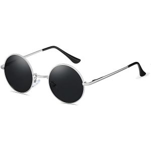 Kathlelxh-Lunettes De Soleil Polarisées Un Xes Rétro, Lunettes De Soleil Rondes Vintage De Style Lennon Pour Hommes Femmes, Lunettes De Soleil Hippie Pour La Conduite De Randonnée De Voyage[H510] - Neuf