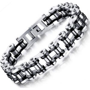 Eryi-Bracelet À Maillon En Acier Inoxydable, Style Rock Et Motard, 22 Cm, Argenté - Neuf