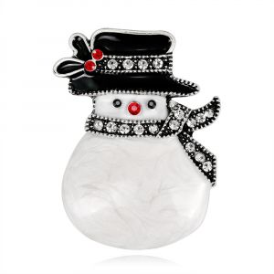 Broche Corsage Bonhomme De Neige De Noël (Argent) - Neuf