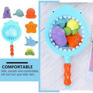 Ensemble De Jouets De Bain Pour B&eacute;b&eacute;, Filet De P&ecirc;che Requin Et 12 Figurines D'animaux, Ensemble De Jeux D'eau Pour Baignoire, Douche, Plage - Neuf