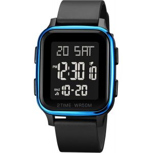 Montre Num&eacute;rique De Sport Pour Homme &Eacute;tanche Avec Alarme/Compte &Agrave; Rebours/Double Heure/Chronom&egrave;tre/12/24 H Avec R&eacute;tro&eacute;clairage Led.[J335] - Neuf