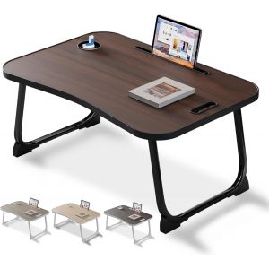Bureau De Lit Pour Ordinateur Portable,Portable Pour Manger,Lire,Écrire Sur Le Lit,Canapé,La Maison Et Bureau (Dark Wood) - Neuf