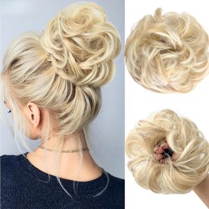 1 Pièce Chignon Postiche Cheveux Avec Élastique Pour La Réalisation De Chignons Volume Naturel Chouchou Cheveux Chignon De Cheveux Bouclés Pour Femmes Filles Queue De Cheval (Blonde Sale) - Neuf
