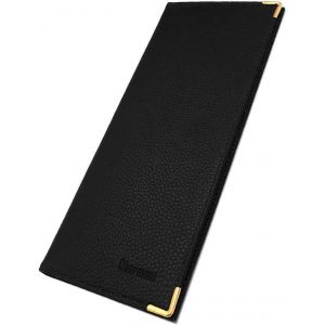 CAUC-- Pochette Porte ch&eacute;quier Long - Porte Carte cr&eacute;dit, Billet - Talon &agrave; Gauche - en Cuir (Cuir, Noir) - Neuf