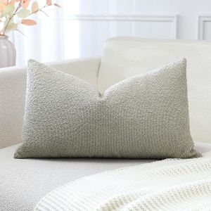 Cauc-Housse De Coussin, Lot De 1 En Boucl&eacute;e Canap&eacute; Taie D'oreiller De Couleur Pure Pour Maison Salon Chambre D&eacute;coration D'int&eacute;rieur 40x60cm, Gris - Neuf