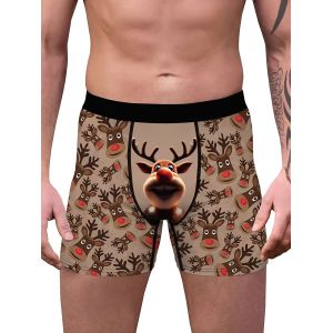 Boxers Homme No&euml;l Avec Imprim&eacute; P&egrave;re No&euml;l Et Renne - Sous-V&ecirc;tements Festifs, Confortable Et &Eacute;lastique, Lavable En Machine, Pantalon D&eacute;contract&eacute; Non Transparent Pour F&ecirc;tes De No&euml;l Et Port Quotidien (Technologie D'impression Num&eacute;rique) - Neuf