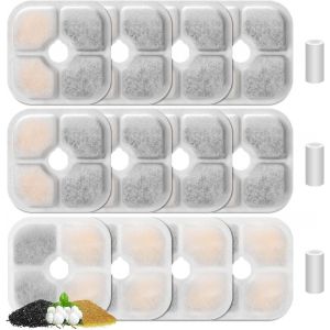 12 Pcs Filtres Pour Fontaine Eau Chat Pour 2,5l Fontaine Pour Chat, Filtre De Fontaine &Agrave; Boire Pour Chat, Tripl&eacute; Filtration Remplacement Filtres Pour Fontaine &Agrave; Chat(12 Filtres+3 Pompe Tuyau) - Neuf