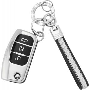 &Eacute;tui pour cl&eacute; de voiture compatible avec Ford 3 boutons Focus Fiesta Galaxy Kuga C-Max S-Max Mondeo MK4 &Eacute;tui pliable pour cl&eacute; (CL-Frd-3F-S) - Neuf